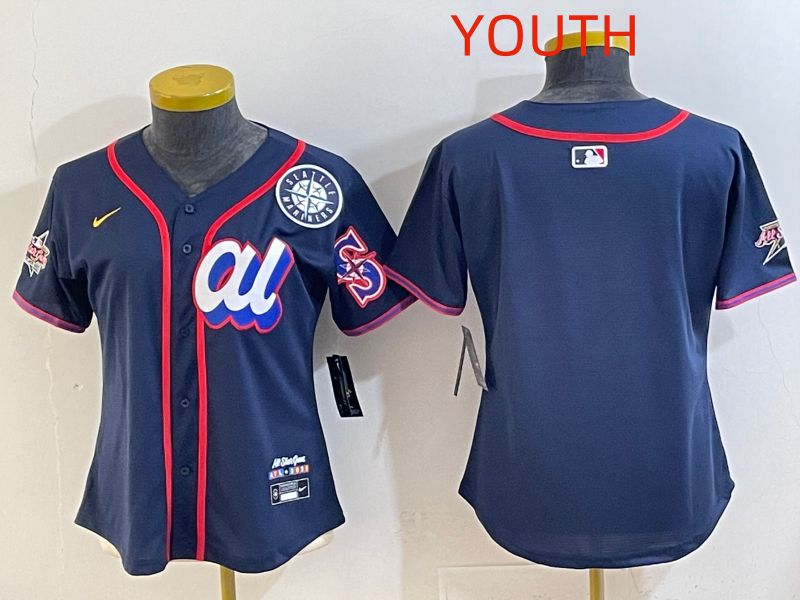 Youth 2025 Seattle Mariners Blank Drak Blue All star Nike MLB Jersey style 02->youth mlb jersey->Youth Jersey